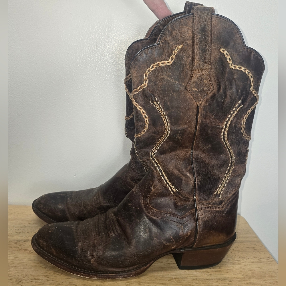 Dan Post Men's Albany Distressed Leather Cowboy Boots Sz 9 EW Western